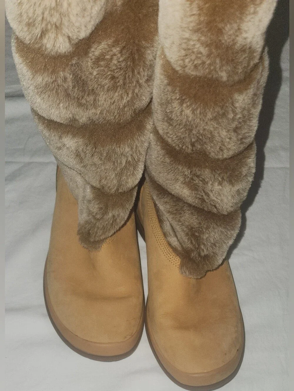 Timberland Kickadilla Women’s Faux Fur Tall Winter Boots in Wheat Size 8.5